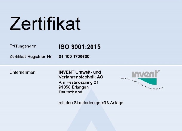 Zertifikat ISO INVENT